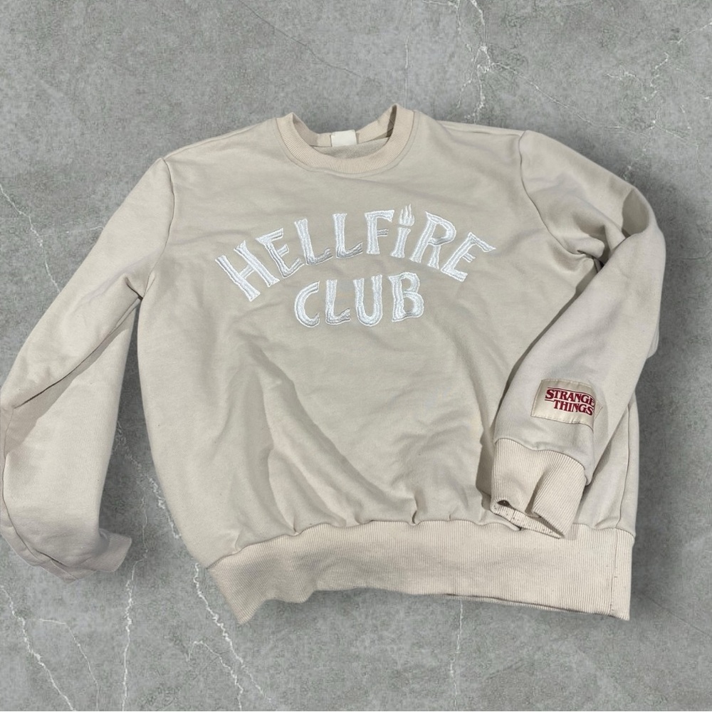 Netflix tan size small HELLFIRE  club crewneckk